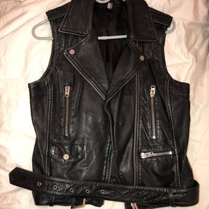 Topshop leather biker vest